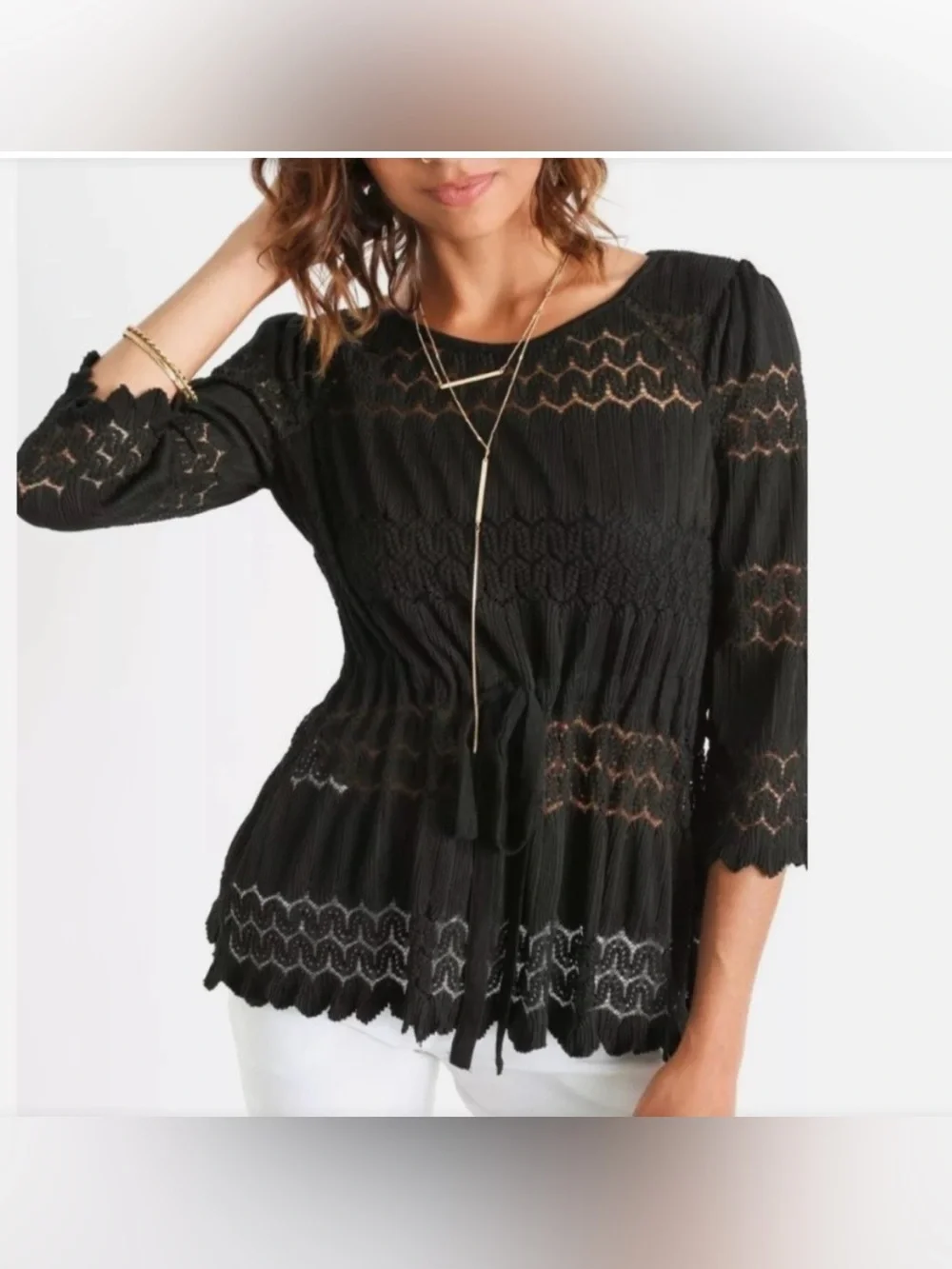 Free People Fire Island Crochet Tie-Front Top